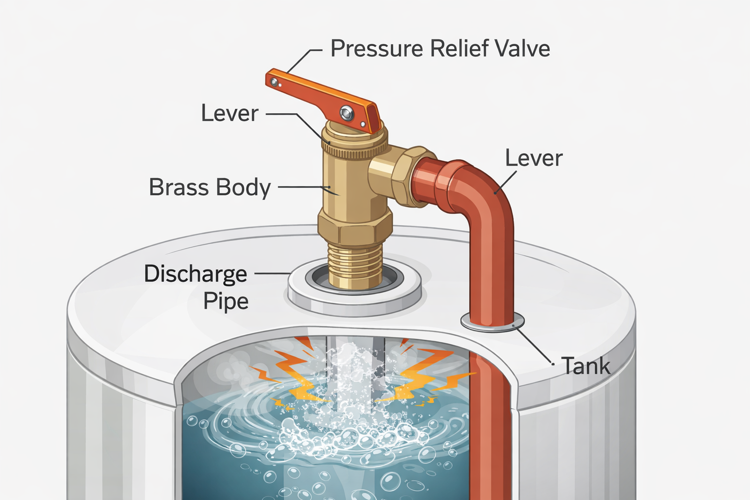 Pressure relief valve diagram of water heater
