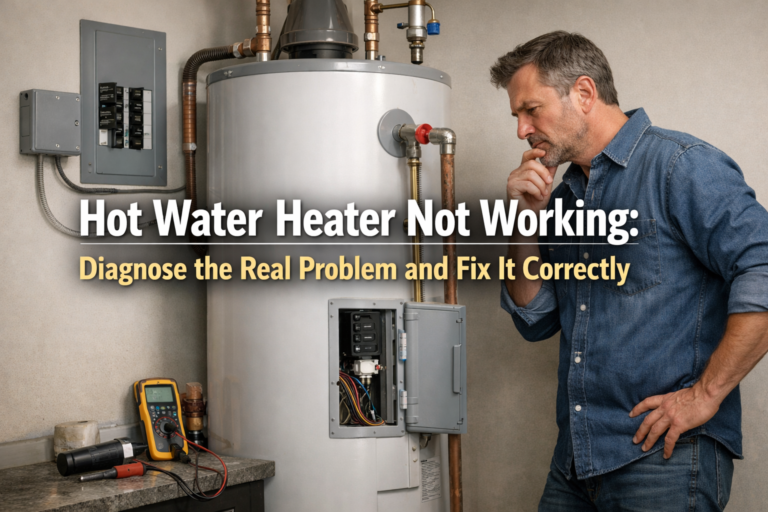 Homeowner diagnosing a hot water heater that is not working