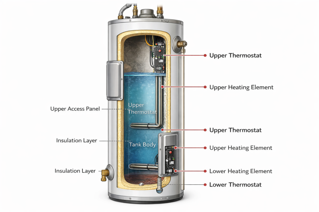 Residential water heater cutaway diagram