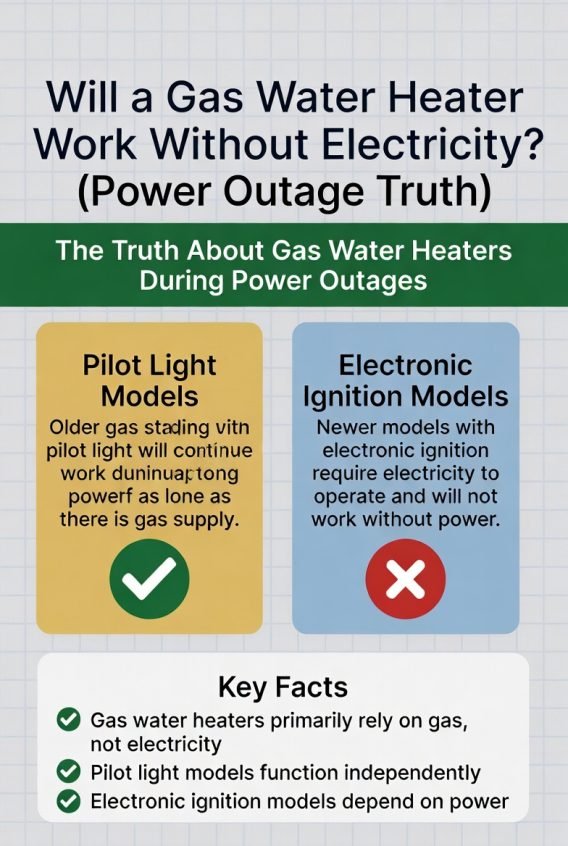 Gas water heater power outage comparison between pilot light and electronic ignition models